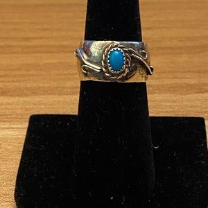 Vintage silver turquoise signed ring